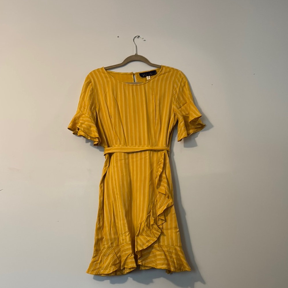 Yellow Ruffle Sleeve Dress